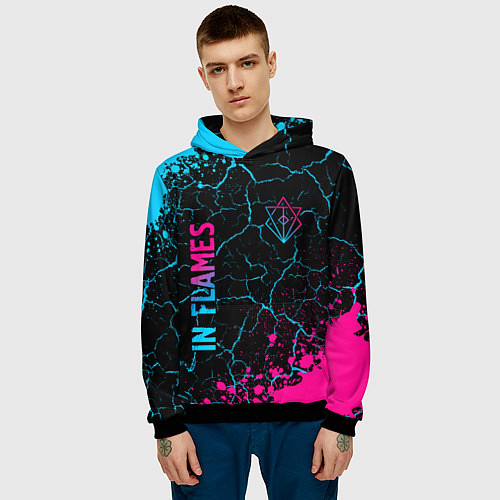 Мужская толстовка In Flames Neon Gradient / 3D-Черный – фото 3