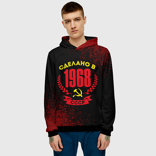 Мужская толстовка Сделано в 1968 году в СССР желтый Серп и Молот / 3D-Черный – фото 3