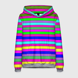 Толстовка-худи мужская Multicolored neon bright stripes, цвет: 3D-меланж