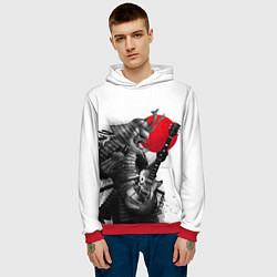 Толстовка-худи мужская Самурай гитарист, цвет: 3D-красный — фото 2