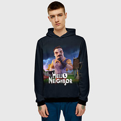 Толстовка-худи мужская Hello Neighbor игра Привет сосед, цвет: 3D-черный — фото 2
