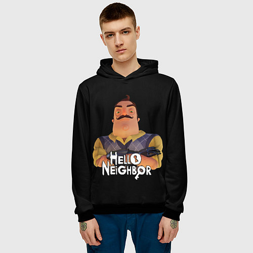 Мужская толстовка Привет сосед Hello Neighbor / 3D-Черный – фото 3