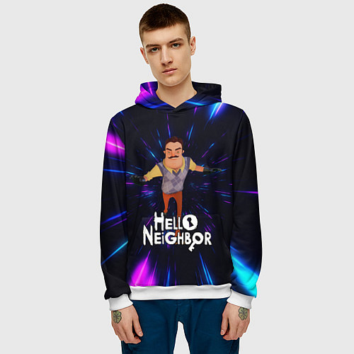 Мужская толстовка Hello Neighbor Привет сосед Бегущий сосед / 3D-Белый – фото 3