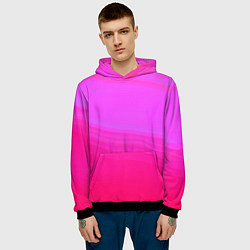Толстовка-худи мужская Neon pink bright abstract background, цвет: 3D-черный — фото 2