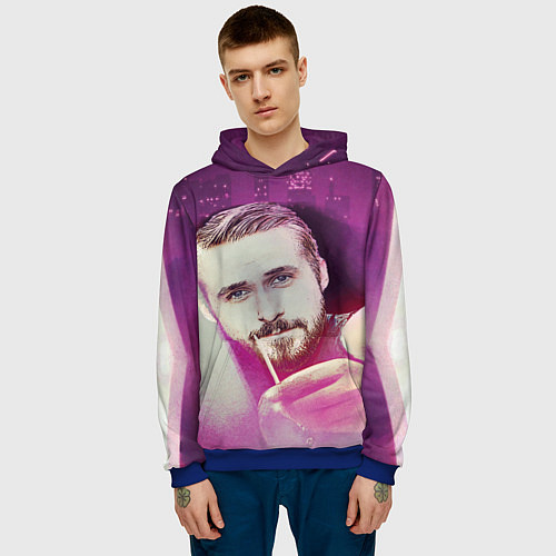 Мужская толстовка Райан Гослинг - Зубочистку? / 3D-Синий – фото 3