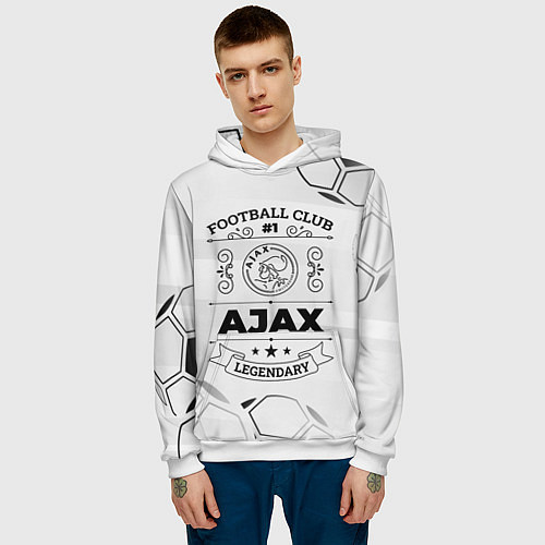 Мужская толстовка Ajax Football Club Number 1 Legendary / 3D-Белый – фото 3