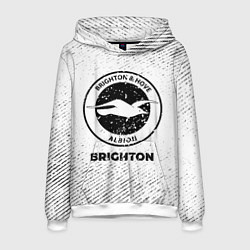 Толстовка-худи мужская Brighton с потертостями на светлом фоне, цвет: 3D-белый