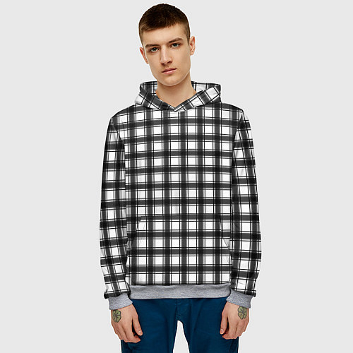 Мужская толстовка Black and white trendy checkered pattern / 3D-Меланж – фото 3