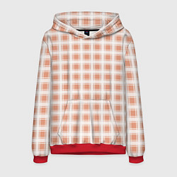 Толстовка-худи мужская Light beige plaid fashionable checkered pattern, цвет: 3D-красный