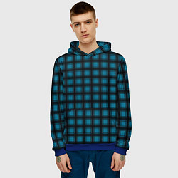 Толстовка-худи мужская Black and blue plaid, цвет: 3D-синий — фото 2