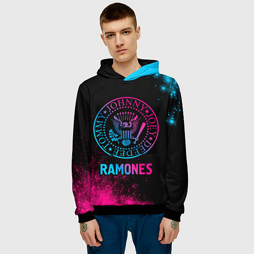 Мужская толстовка Ramones Neon Gradient / 3D-Черный – фото 3