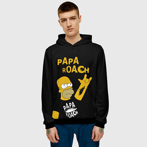 Мужская толстовка Papa Roach, Гомер Симпсон / 3D-Черный – фото 3