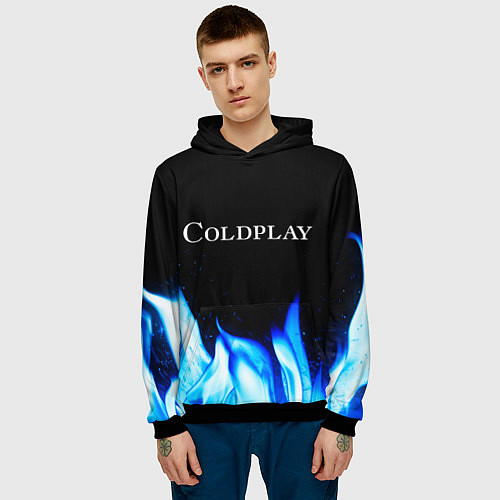Мужская толстовка Coldplay Blue Fire / 3D-Черный – фото 3