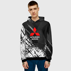 Толстовка-худи мужская Mitsubishi - След протектора, цвет: 3D-черный — фото 2