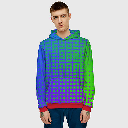 Мужская толстовка Blue Green gradient / 3D-Красный – фото 3