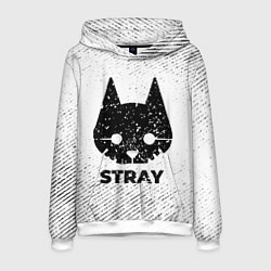 Толстовка-худи мужская Stray с потертостями на светлом фоне, цвет: 3D-белый