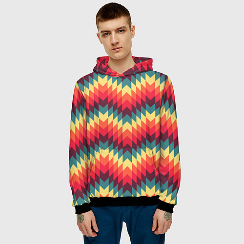 Мужская толстовка Мексиканские узоры / 3D-Черный – фото 3
