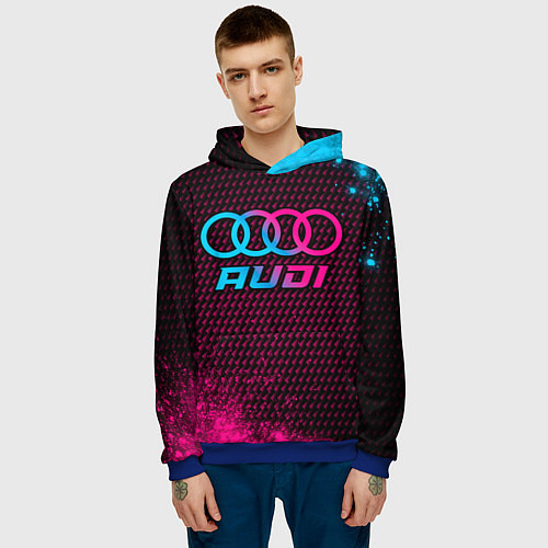 Мужская толстовка Audi - neon gradient / 3D-Синий – фото 3