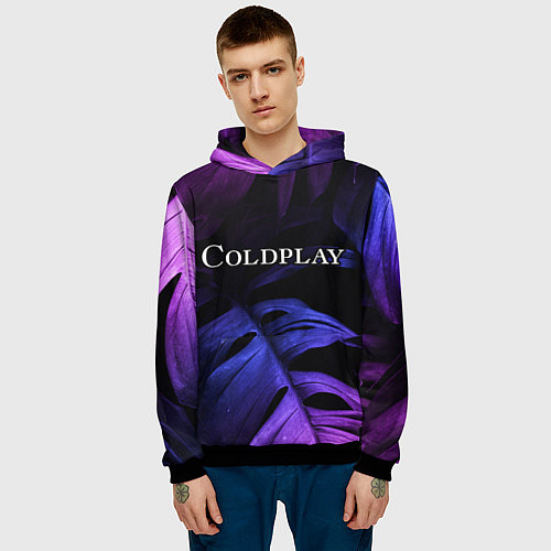 Мужская толстовка Coldplay neon monstera / 3D-Черный – фото 3