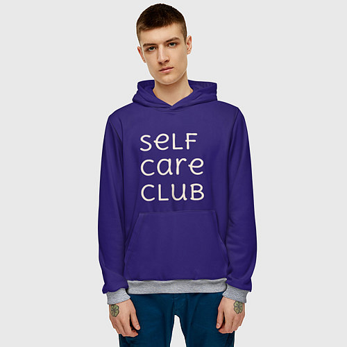 Мужская толстовка Self care club blue / 3D-Меланж – фото 3