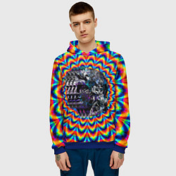 Толстовка-худи мужская Психоделика - античная иллюзия, цвет: 3D-синий — фото 2