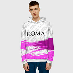 Толстовка-худи мужская Roma pro football: символ сверху, цвет: 3D-белый — фото 2