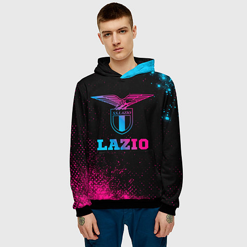 Мужская толстовка Lazio - neon gradient / 3D-Черный – фото 3