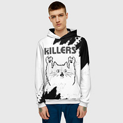 Толстовка-худи мужская The Killers рок кот на светлом фоне, цвет: 3D-белый — фото 2