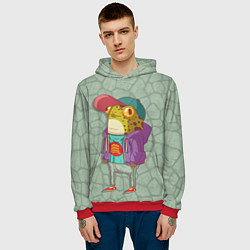 Толстовка-худи мужская Лягуха-репер, цвет: 3D-красный — фото 2