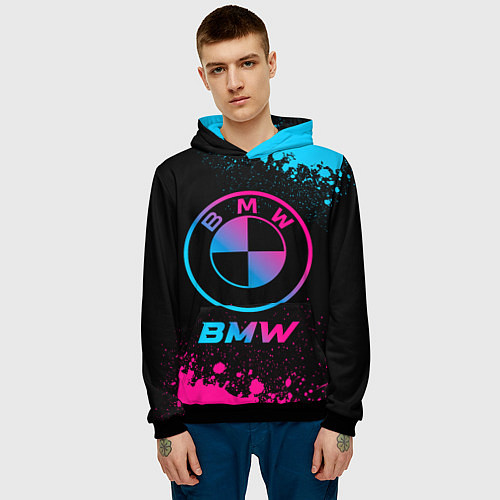 Мужская толстовка BMW - neon gradient / 3D-Черный – фото 3