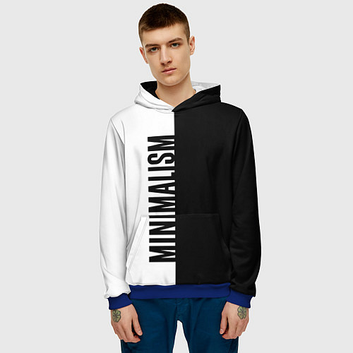 Мужская толстовка MINIMALISM - BLACK AND WHITE / 3D-Синий – фото 3