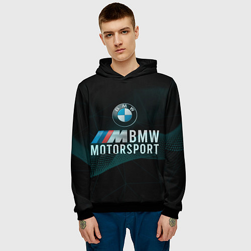 Мужская толстовка BMW Motosport theam / 3D-Черный – фото 3