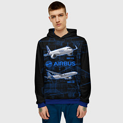 Толстовка-худи мужская Airbus A320, цвет: 3D-синий — фото 2