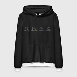 Толстовка-худи мужская Eat sleep code repeat!, цвет: 3D-белый