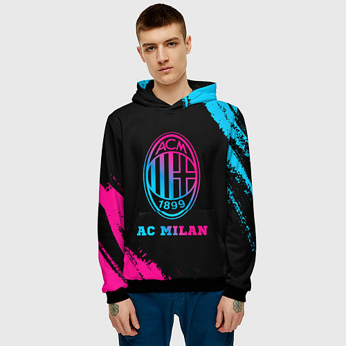 Мужская толстовка AC Milan - neon gradient / 3D-Черный – фото 3