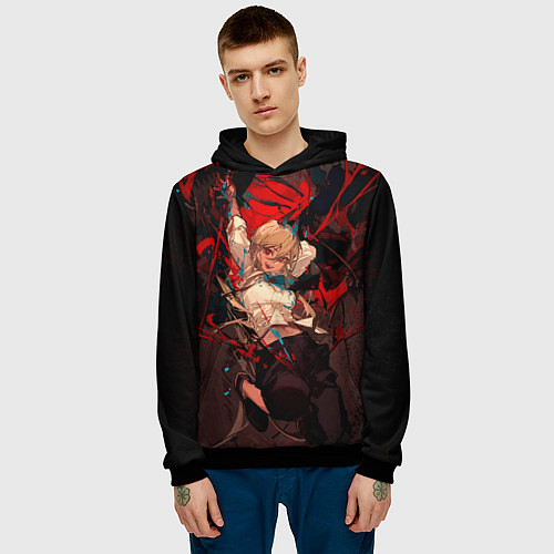 Мужская толстовка Паэур - Человек-бензопила / 3D-Черный – фото 3