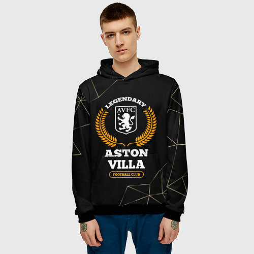 Мужская толстовка Лого Aston Villa и надпись legendary football club / 3D-Черный – фото 3