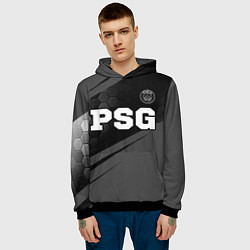 Толстовка-худи мужская PSG sport на темном фоне: символ сверху, цвет: 3D-черный — фото 2