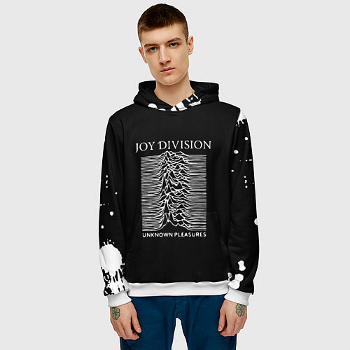 Мужская толстовка Joy Division - unknown pleasures / 3D-Белый – фото 3