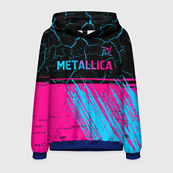 Толстовка-худи мужская Metallica - neon gradient: символ сверху, цвет: 3D-синий
