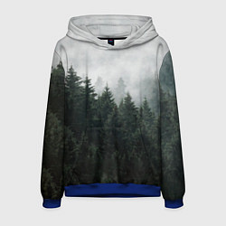 Толстовка-худи мужская Туманный хвойный лес, цвет: 3D-синий