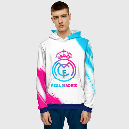 Мужская толстовка Real Madrid neon gradient style / 3D-Синий – фото 3