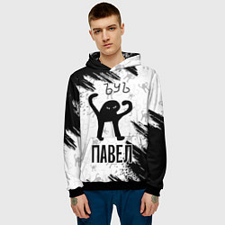 Толстовка-худи мужская Кот ъуъ Павел, цвет: 3D-черный — фото 2