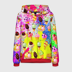 Толстовка-худи мужская Вкусные Мороженки, цвет: 3D-красный