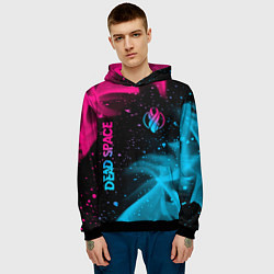 Толстовка-худи мужская Dead Space - neon gradient: символ и надпись верти, цвет: 3D-черный — фото 2