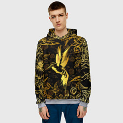 Толстовка-худи мужская Золотая колибри, цвет: 3D-меланж — фото 2