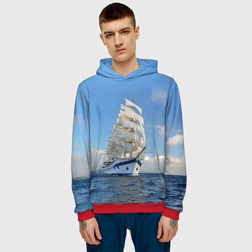 Мужская толстовка Парусник идёт на полных парусах / 3D-Красный – фото 3