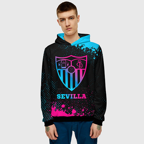 Мужская толстовка Sevilla - neon gradient / 3D-Черный – фото 3