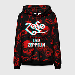 Толстовка-худи мужская Led Zeppelin rock glitch, цвет: 3D-черный
