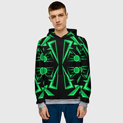 Толстовка-худи мужская Геометрический узор зеленый geometric, цвет: 3D-меланж — фото 2